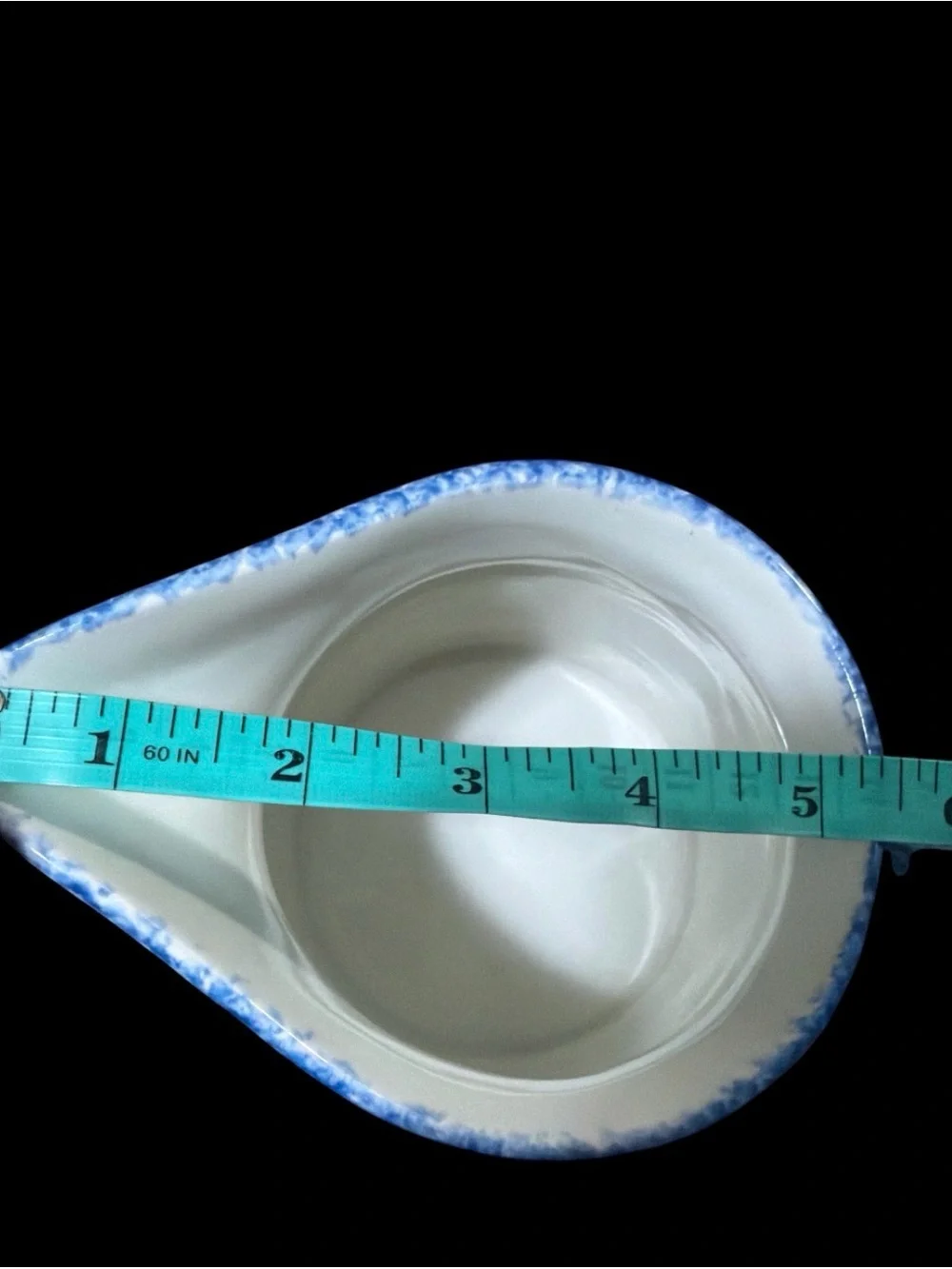 Vintage Blue Speckled Ceramic Creamer with Seagull Motif